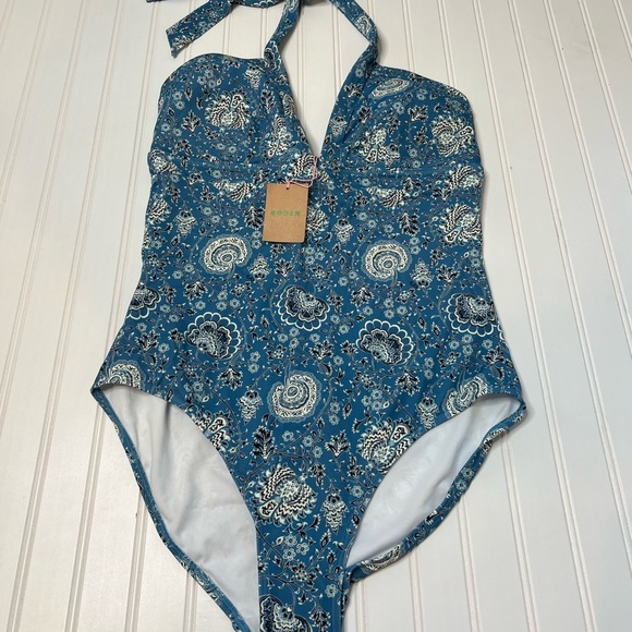 Boden Ithaca Halter Swimsuit One Piece Women's Blue US 14L Long Tall NEW. 119 - Picture 3 of 5